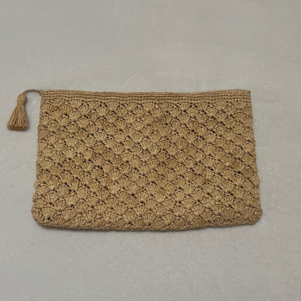 Tan Woven Clutch